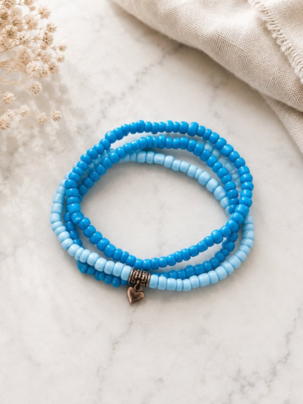 Love Yourself Bracelet Set | Copper Heart Charm| Self Love & Daily Reminder